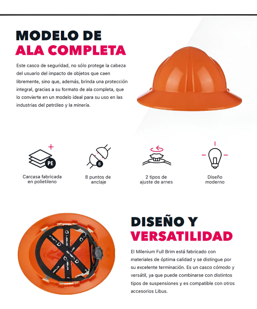 Casco de Seguridad industrial Ala completa con Arnés