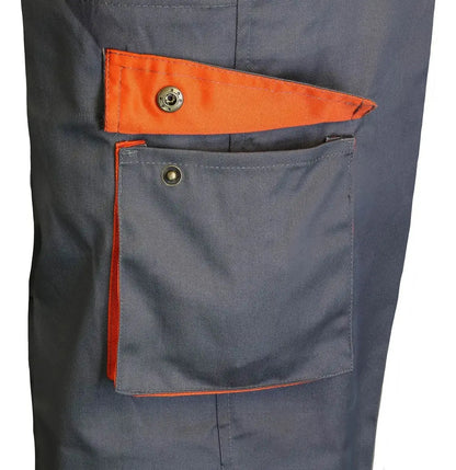 Pantalón Cargo de Trabajo Gabardina Gris Naranjo Hombre | Resistente y Funcional