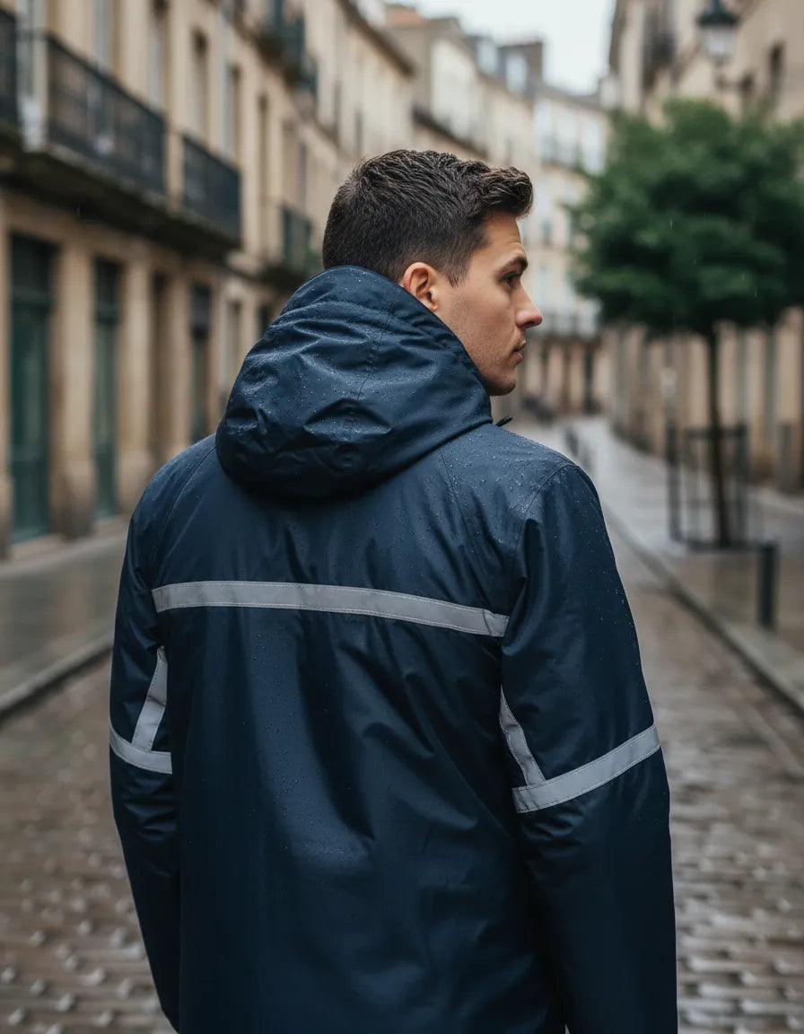 Parka Térmica Repelente al Agua Azul Hombre | Abrigo Liviano para Frío y Llovizna