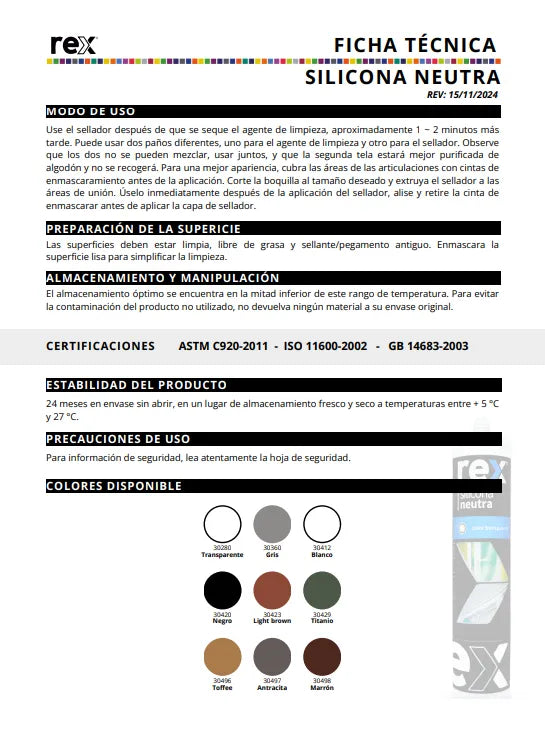 Silicona Neutra 300 ml - colores