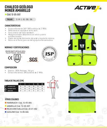 Chaleco Geólogo Miner Amarillo