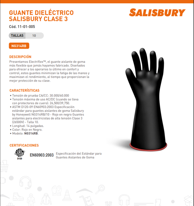 Guante Dieléctrico Clase 3 Salisbury