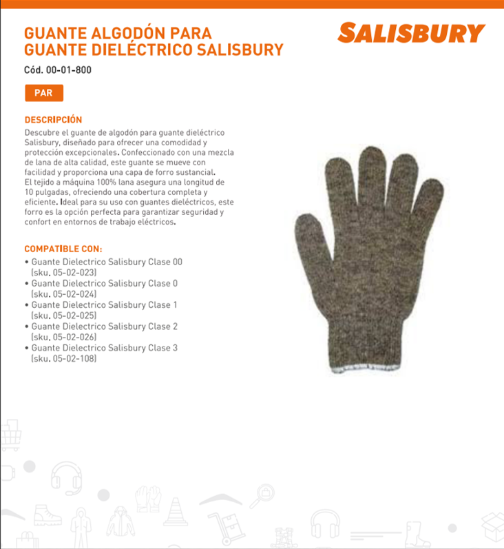 Guante Algodón para Guante Dieléctrico