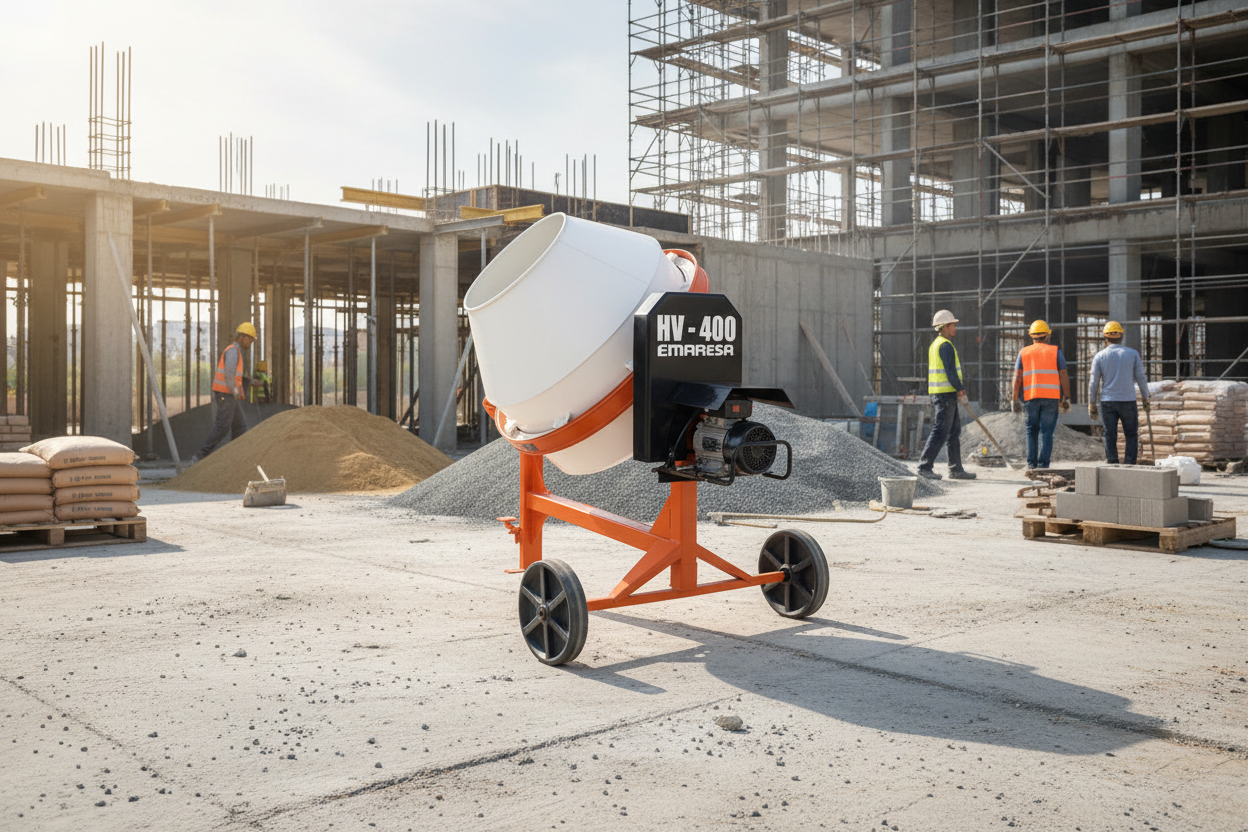 Betonera Eléctrica 400L Volteo Lateral | Uso Industrial | Adtools