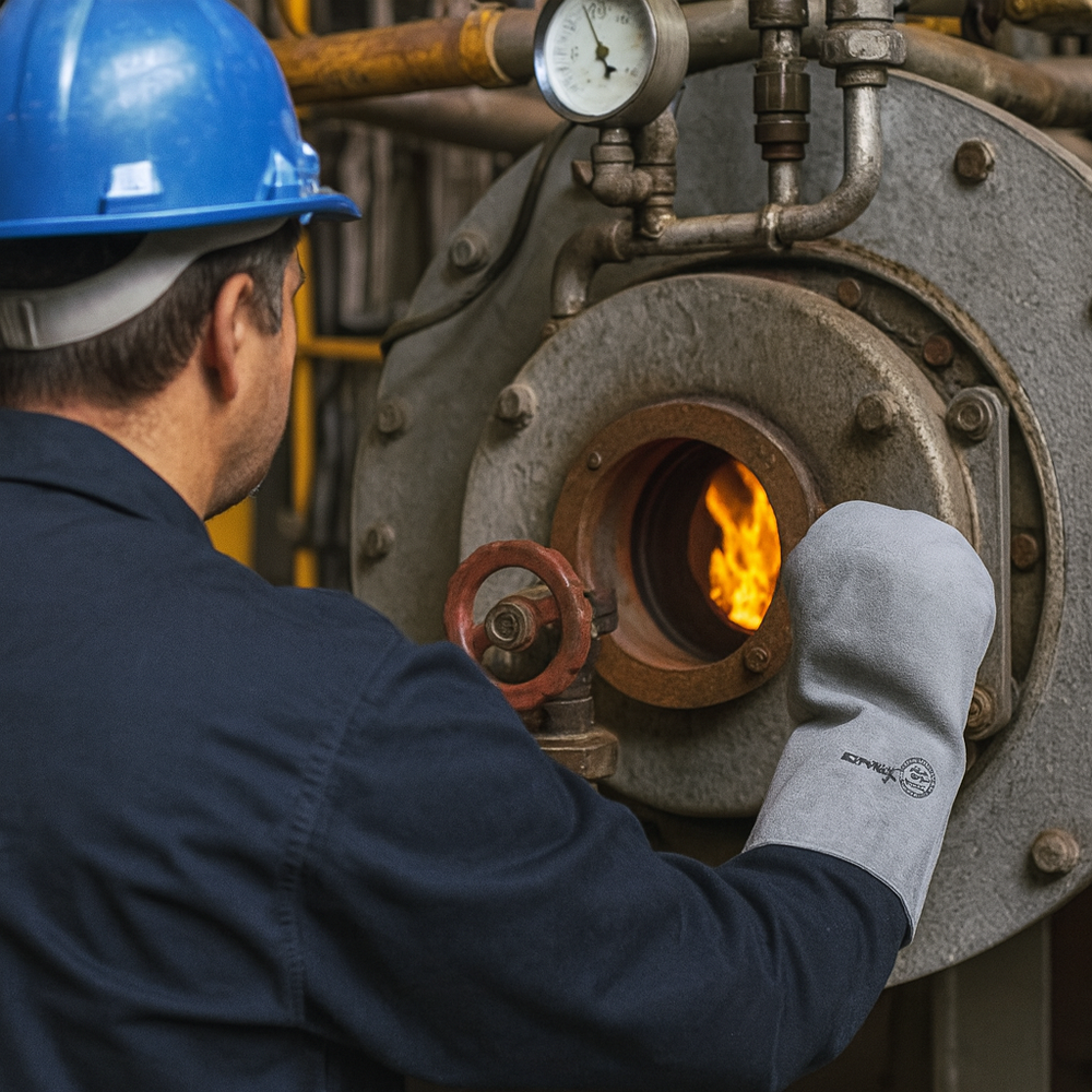 Mitón de Cuero Descarne para Calor | Protección Térmica Industrial Sin Manga