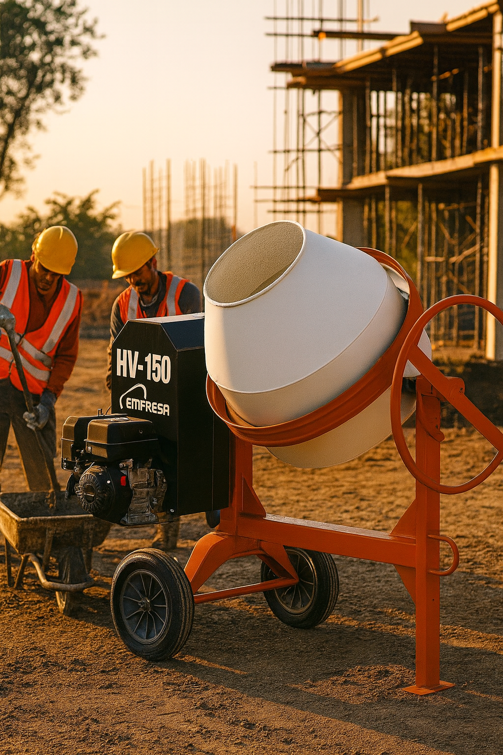 Betonera a gasolina 400lt- Portátil y Potente para Trabajos en Espacios Reducidos