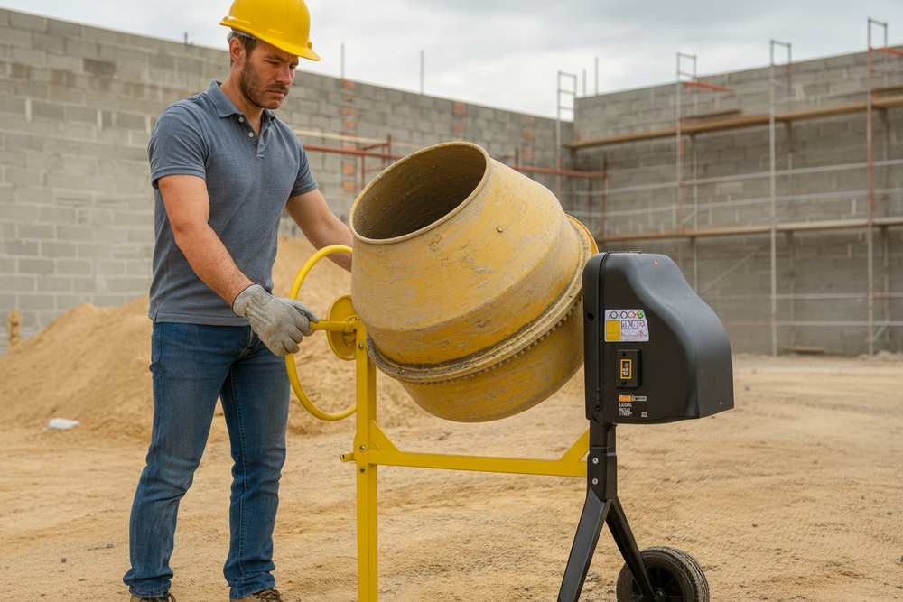 Betonera eléctrica 130 litros 550W ideal para trabajos pequeños y remodelaciones.