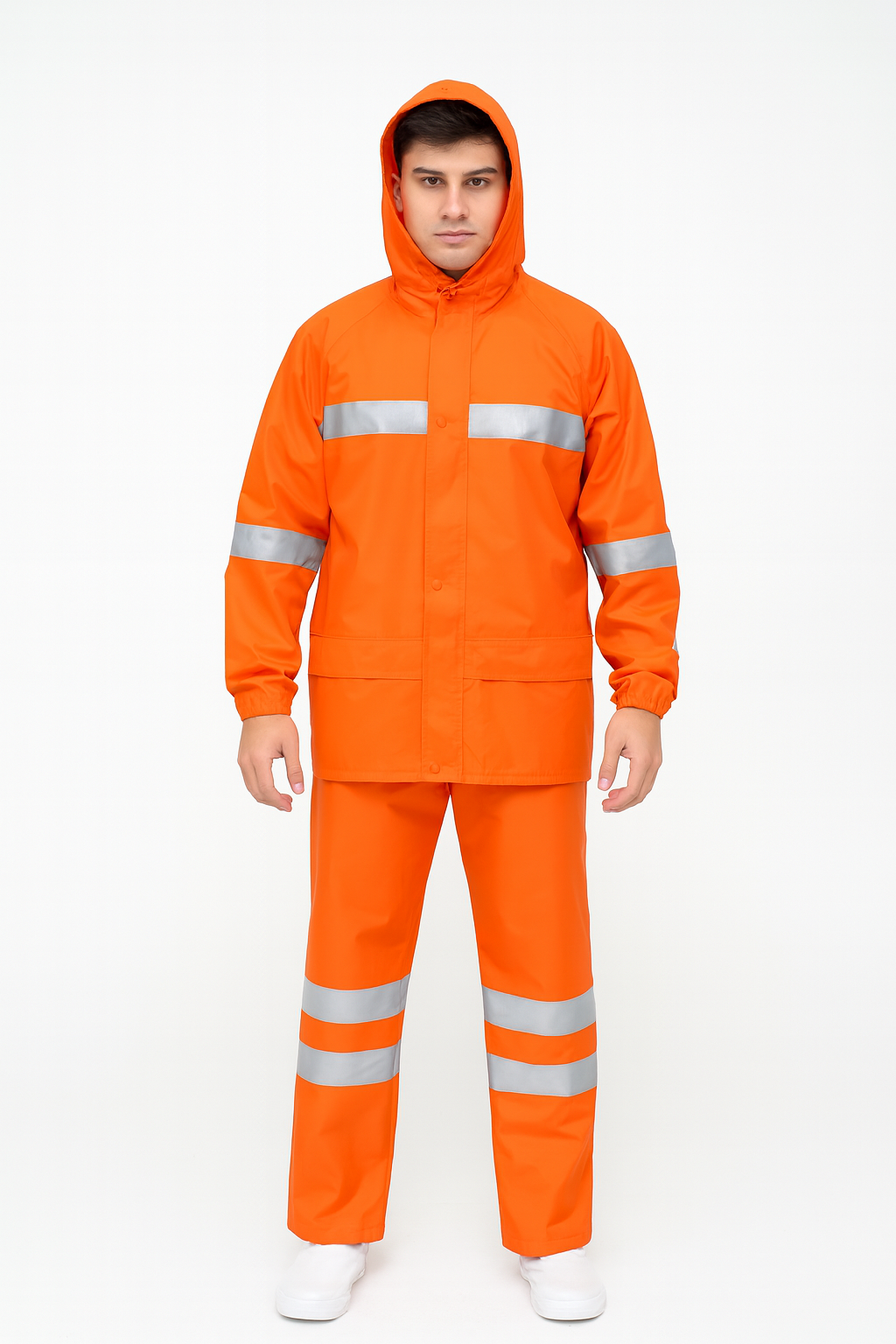 Traje impermeable para Lluvia Naranja con Cinta Reflectante