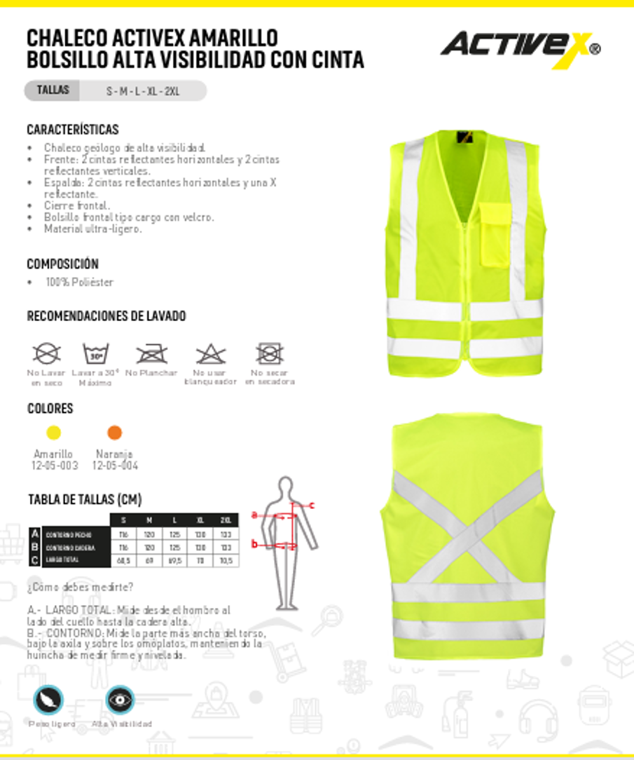 Chaleco Reflectante Amarillo Con Cierre