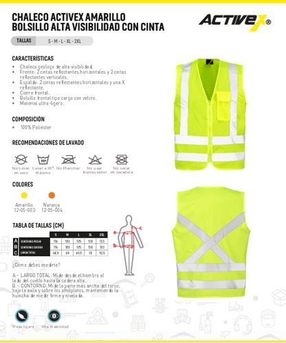 Chaleco Reflectante Amarillo Con Cierre