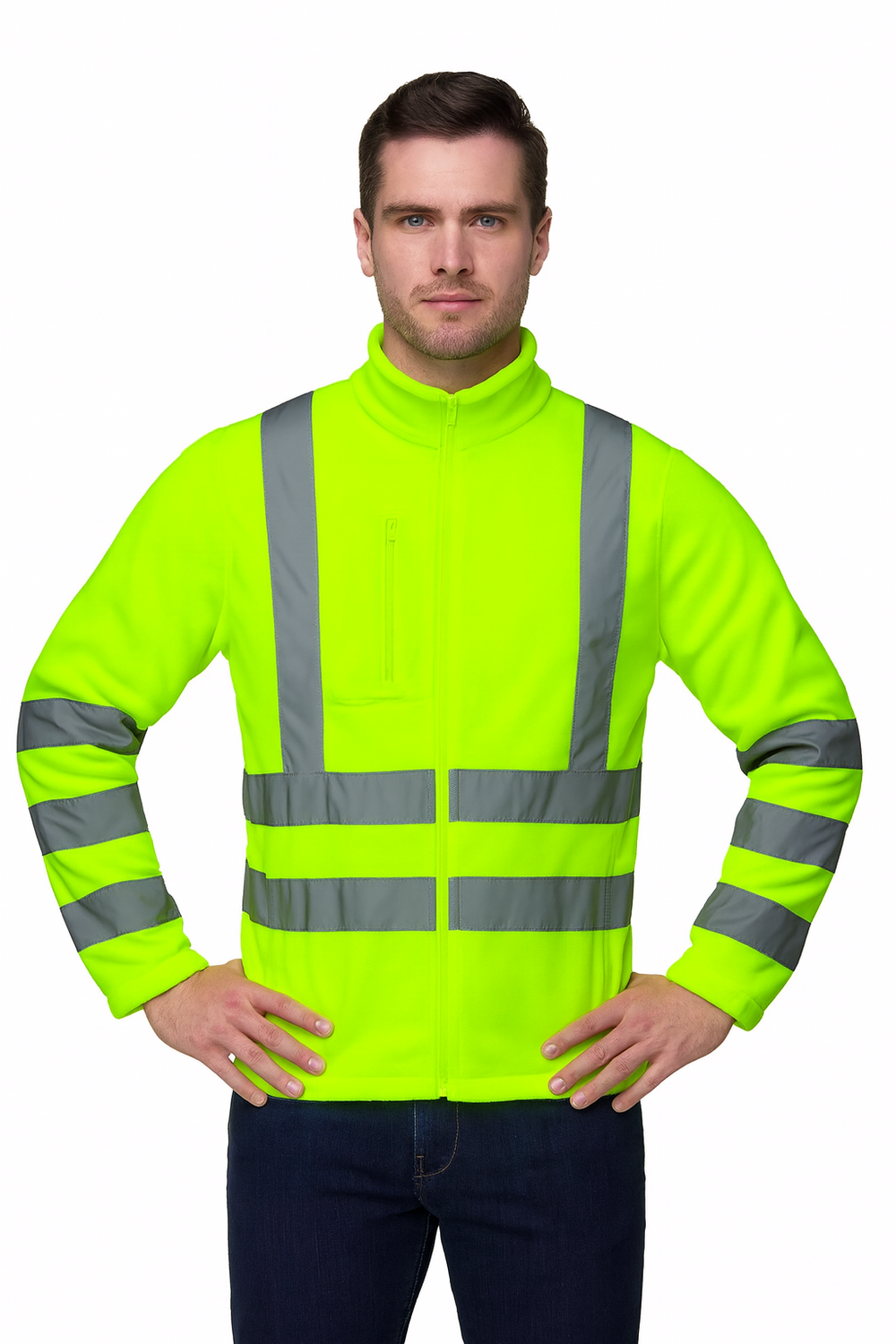 Chaqueta Reflectante Micropolar Verde Fluor HiVi 360°