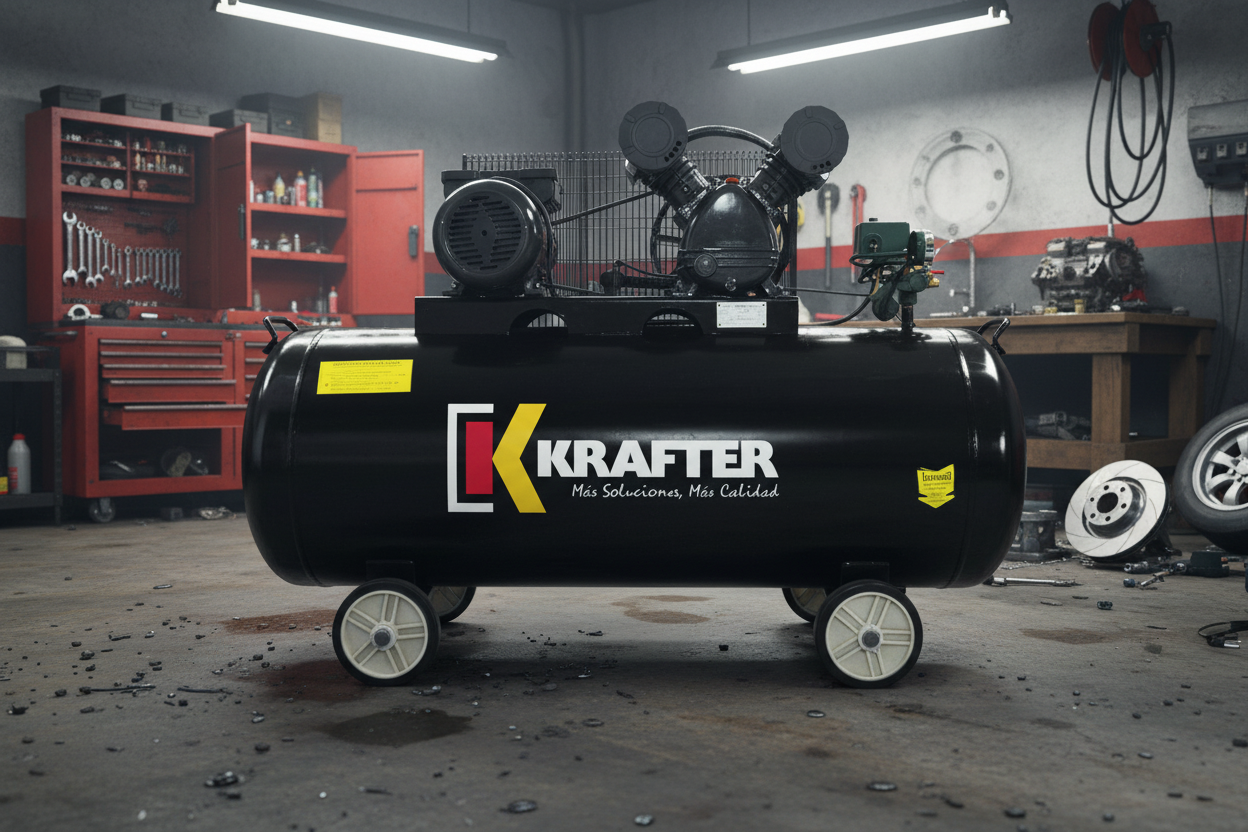 Compresor de Aire Krafter 3HP 300 Litros | Alta Autonomía para Taller