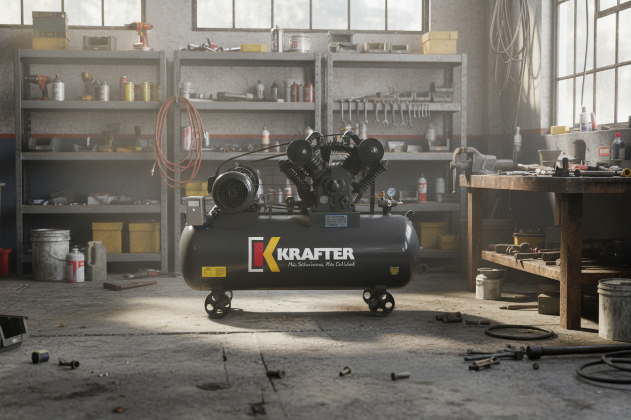 Compresor de Aire Krafter 10HP 300 Litros 380V | Compresor Industrial Trifásico