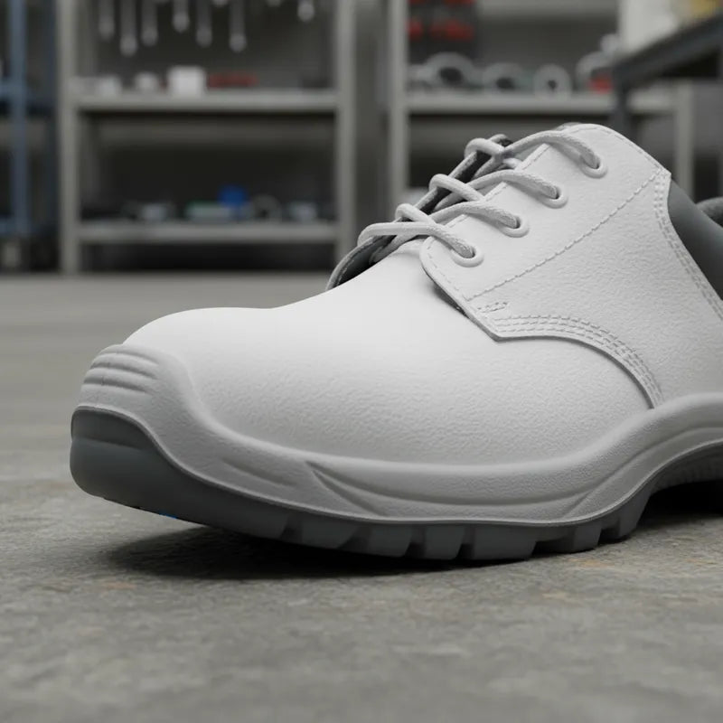 Zapato de seguridad blanco con puntera de acero