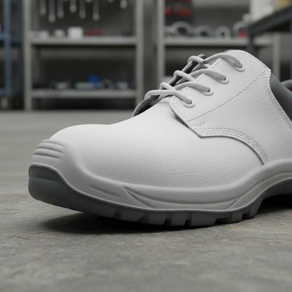 Zapato de seguridad blanco con puntera de acero