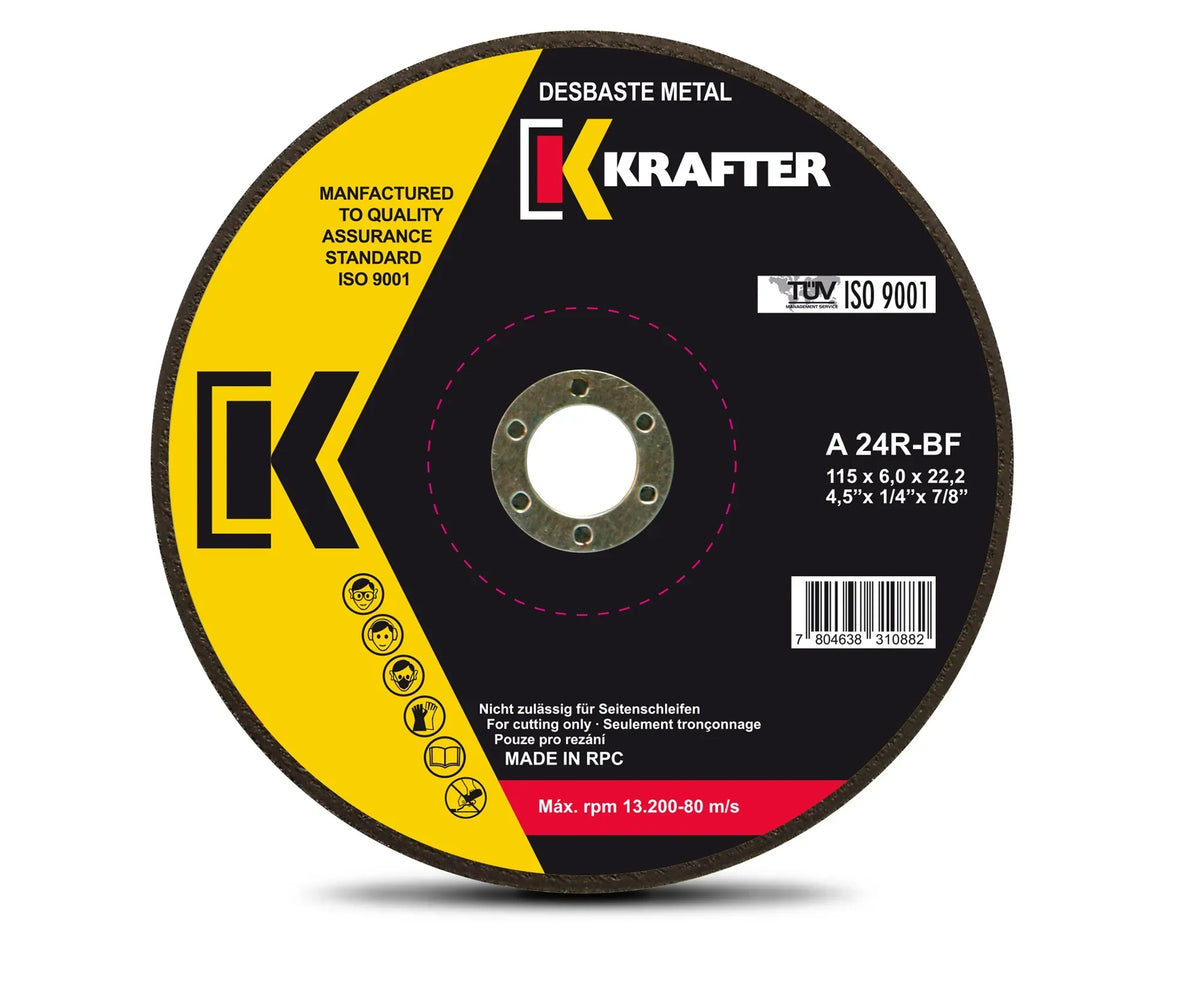 Disco Corte Metal 4,5” Krafter 1,0 mm | Pack 50 Discos Corte Fino