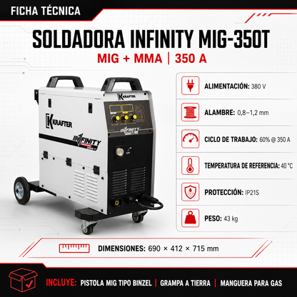 Soldadora Infinity MIG-350T (MIG-MMA)