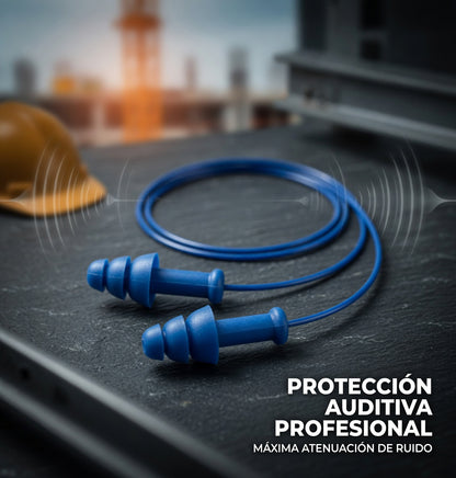 Tapón Auditivo Reutilizable 25 dB | Protección Contra Ruido para Trabajo y Taller