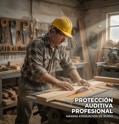 Tapón Auditivo Reutilizable 25 dB | Protección Contra Ruido para Trabajo y Taller