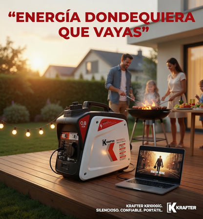 Generador Inverter Portátil Krafter KR1000IG 0.8 KVA | Silencioso y Compacto