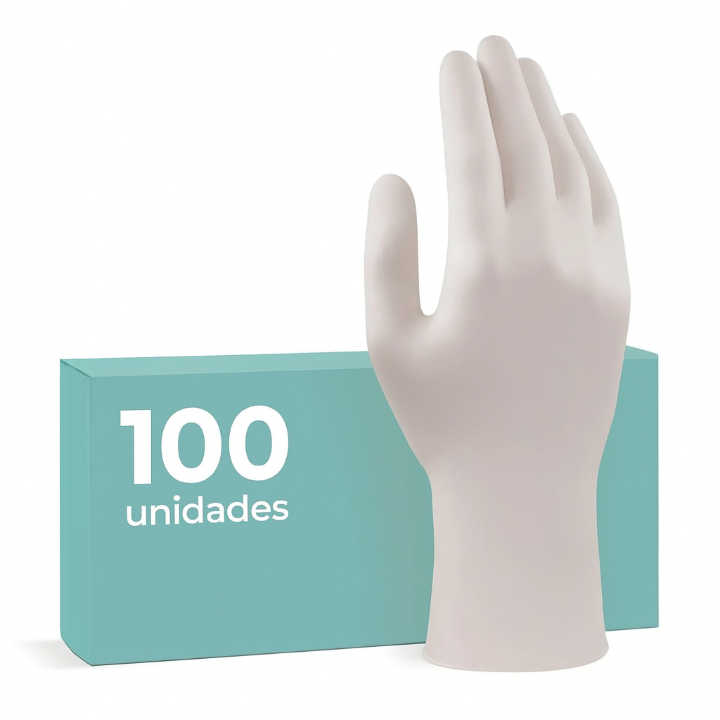 Guante Sintético de Nitrilo Texturado Blanco Desechable (100u)