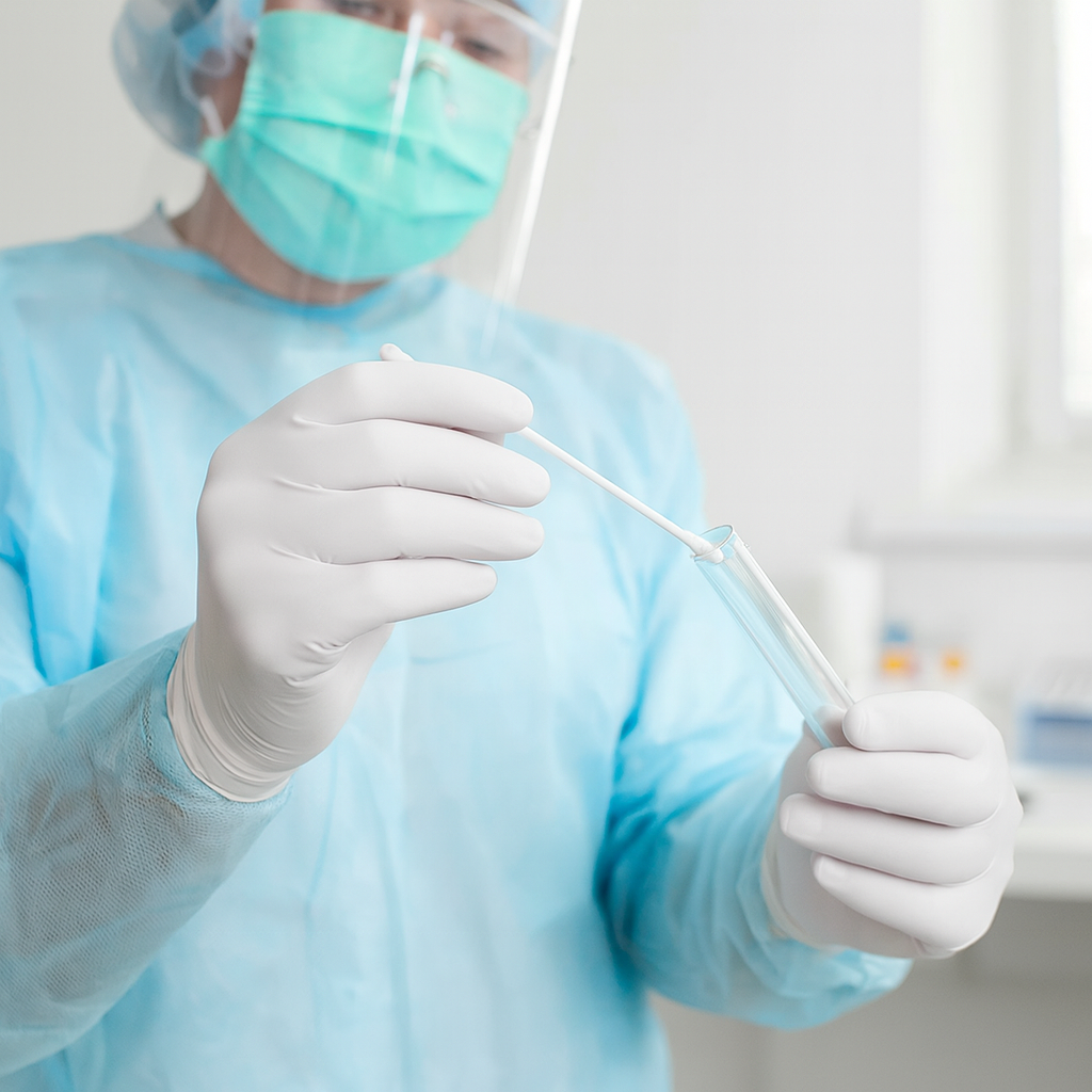 Guante Sintético de Nitrilo Texturado Blanco Desechable (100u)