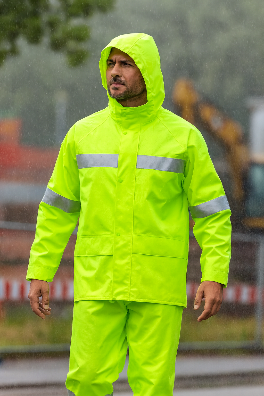 Traje Lluvia Verde Alta Visibilidad con Cinta Reflectante
