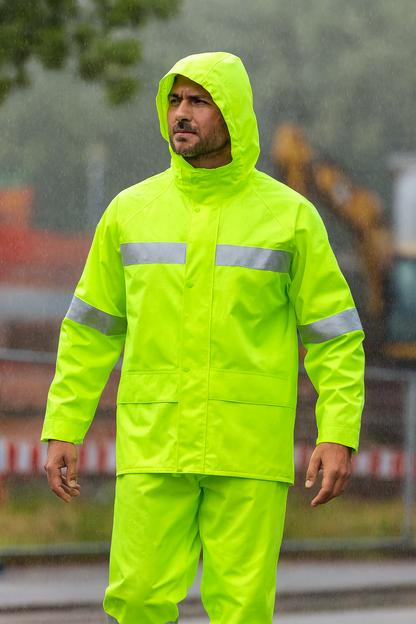 Traje Lluvia Verde Alta Visibilidad con Cinta Reflectante
