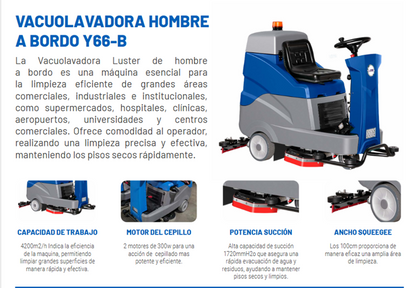 Vacuolavadora para piso de Operador a bordo
